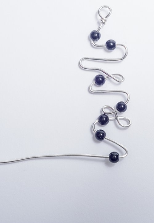 Nancy Chase's Doodle Earrings - , Contemporary Wire Jewelry, Loops, Wire Loop, Wrapped Wire Loop, continue adding beads and bending the wire